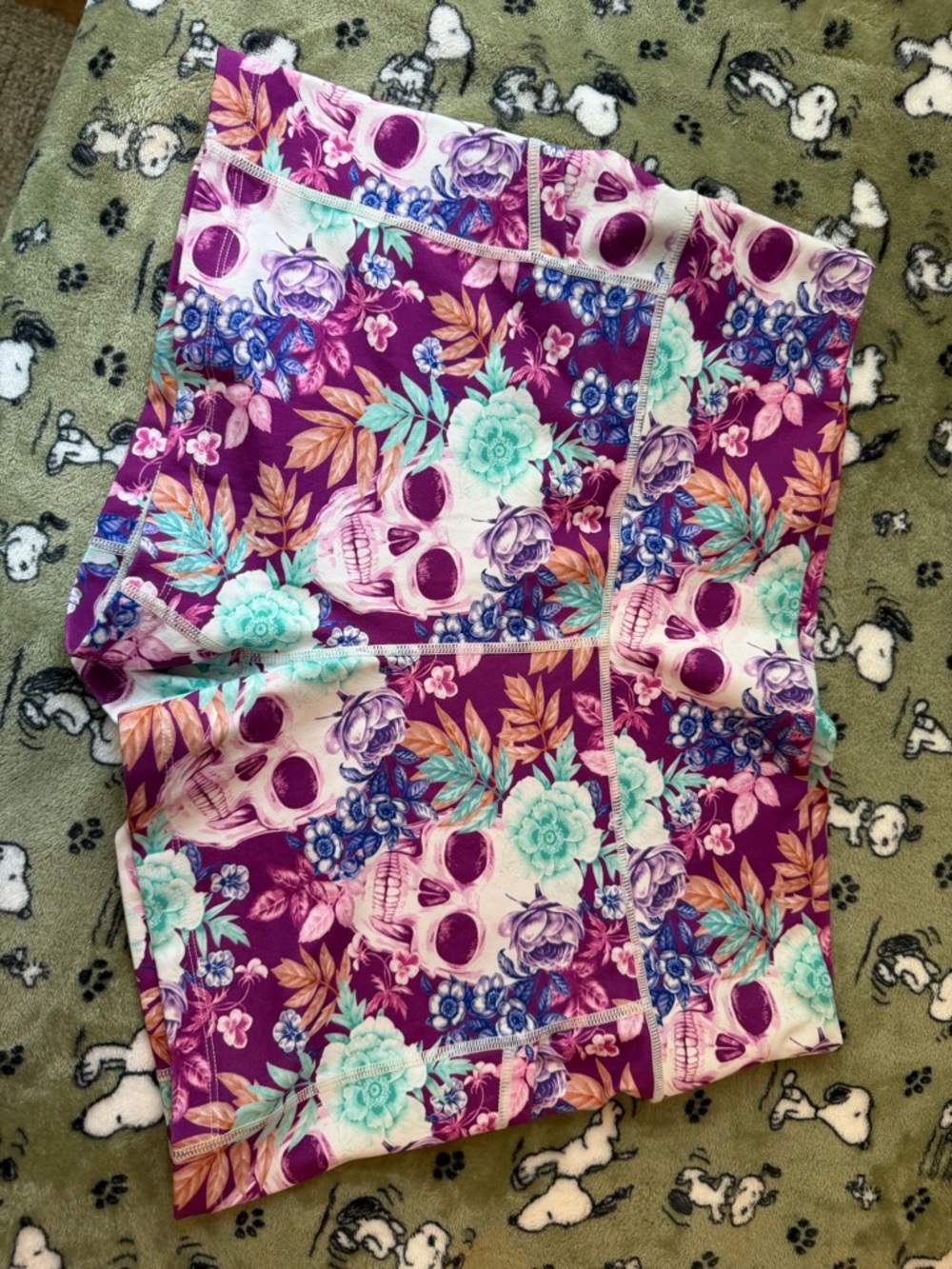 Women’s Athletic Shorts — Purple Floral Skull Print